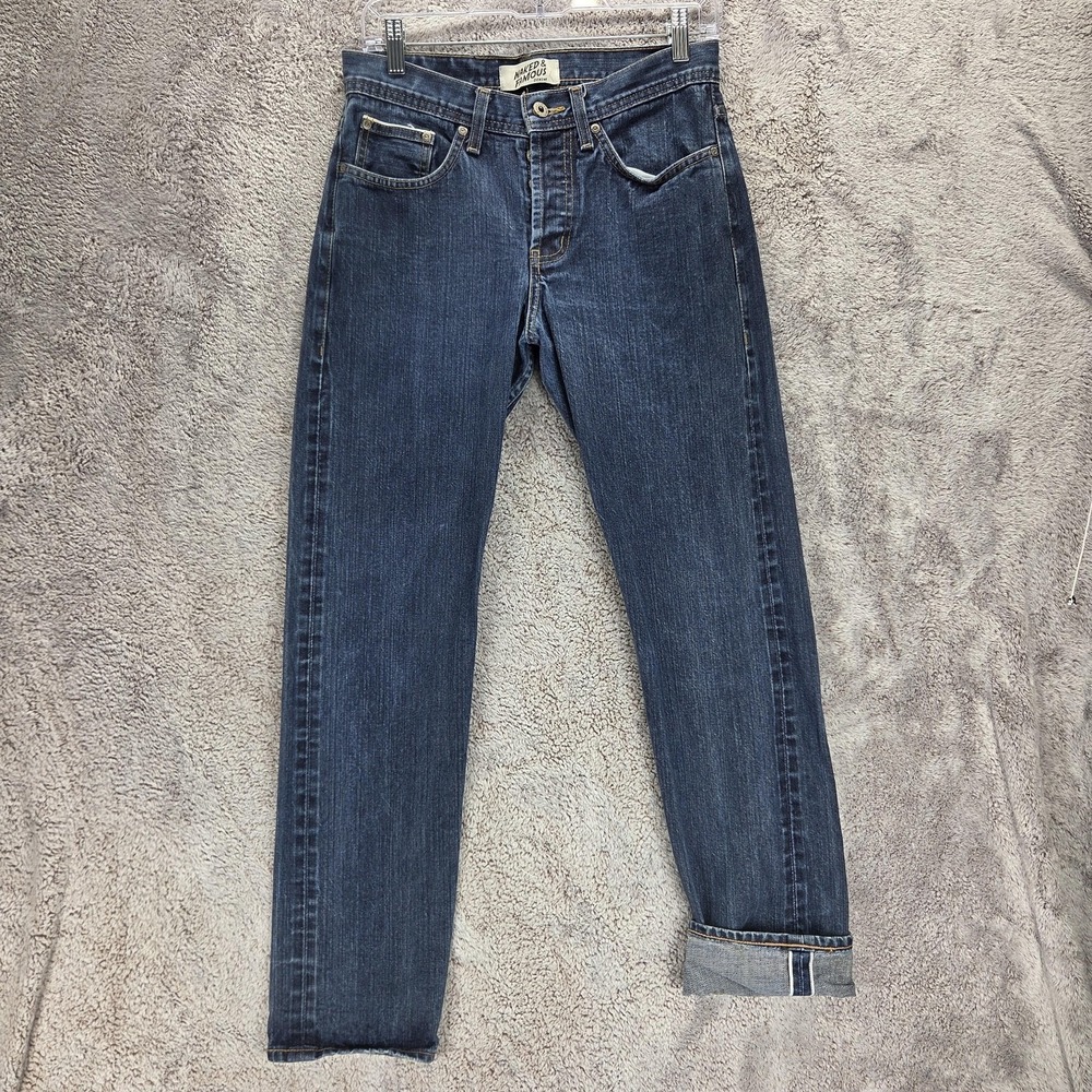 Naked & Famous Jeans Mens 29x28 Blue Selvedge WeirdGuy Button Fly Denim